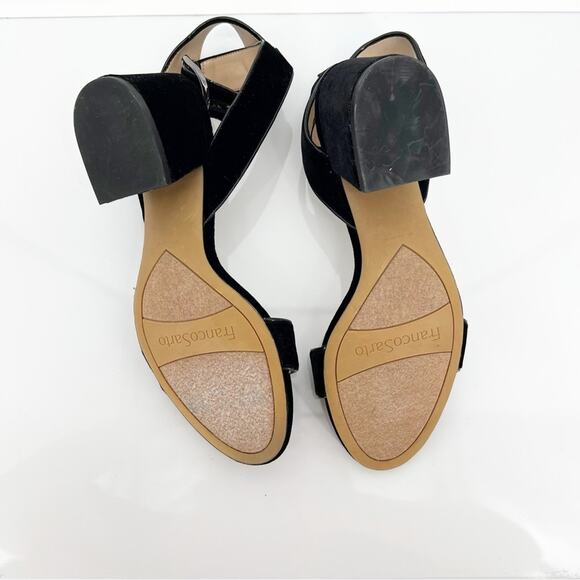 Franco Sarto Marcy3 Velvet Ankle Strap Heeled Sandals 9 Black - Picture 7 of 9